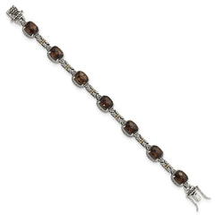 Shey Couture Sterling Silver with 14K Accent 7.75 Inch Antiqued Cushion Smoky Quartz Bracelet QTC369