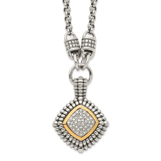 Shey Couture Sterling Silver with 14K Accent 17 Inch Antiqued Diamond Necklace QTC3