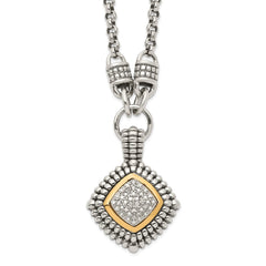 Shey Couture Sterling Silver with 14K Accent 17 Inch Antiqued Diamond Necklace QTC3
