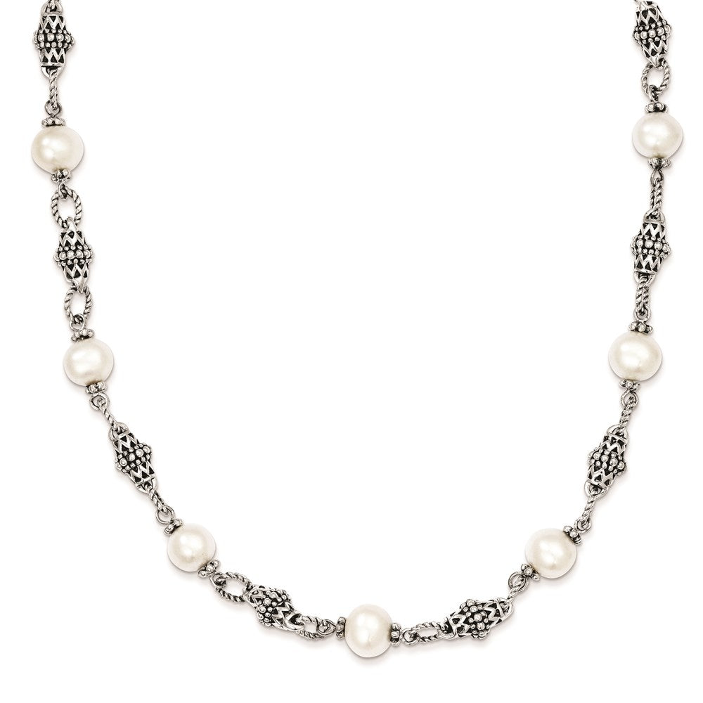 Shey Couture Sterling Silver 20 Inch Antiqued  8-8.5mm Freshwater Cultured Pearl Necklace QTC432