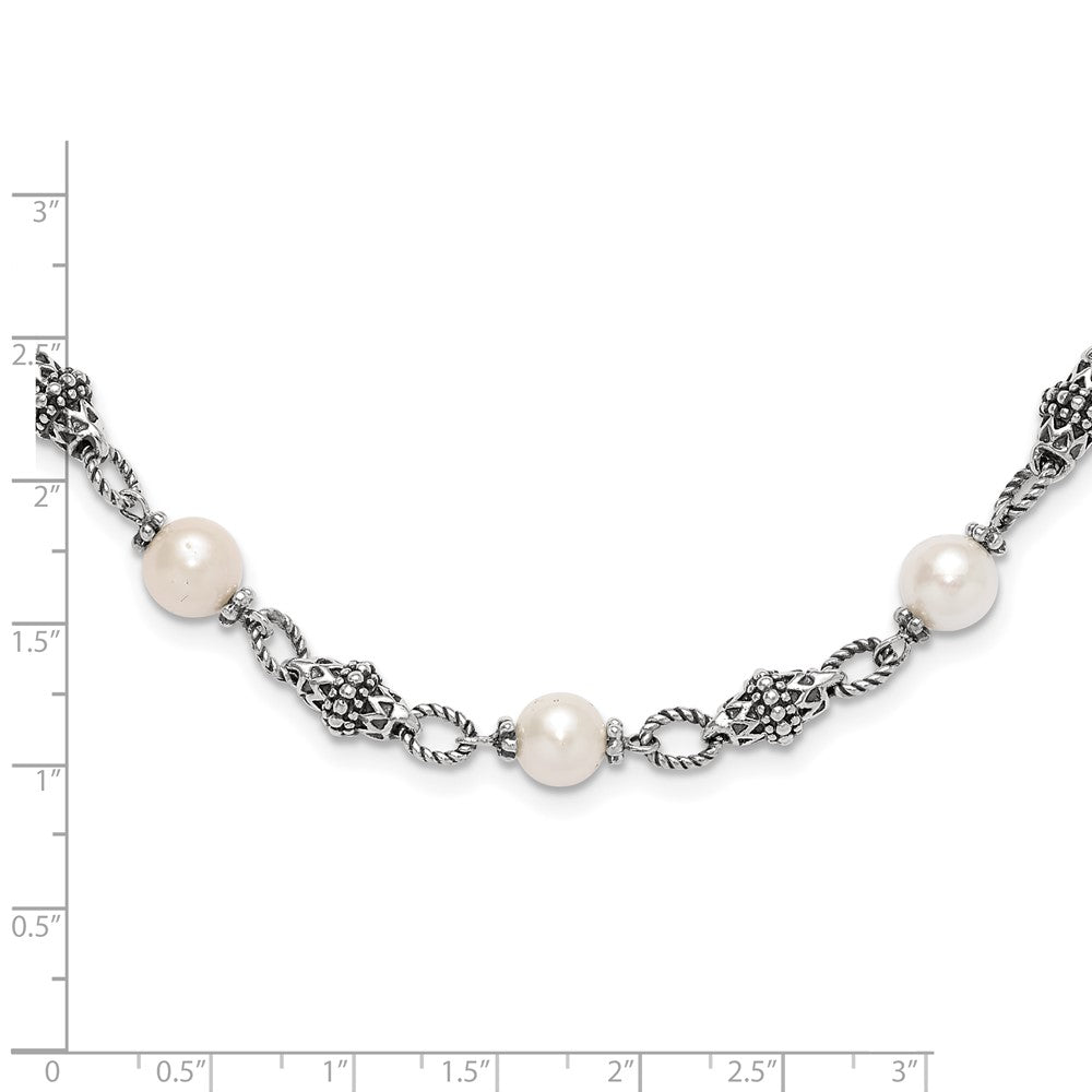 Shey Couture Sterling Silver 20 Inch Antiqued  8-8.5mm Freshwater Cultured Pearl Necklace QTC432