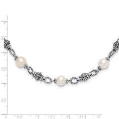 Shey Couture Sterling Silver 20 Inch Antiqued  8-8.5mm Freshwater Cultured Pearl Necklace QTC432