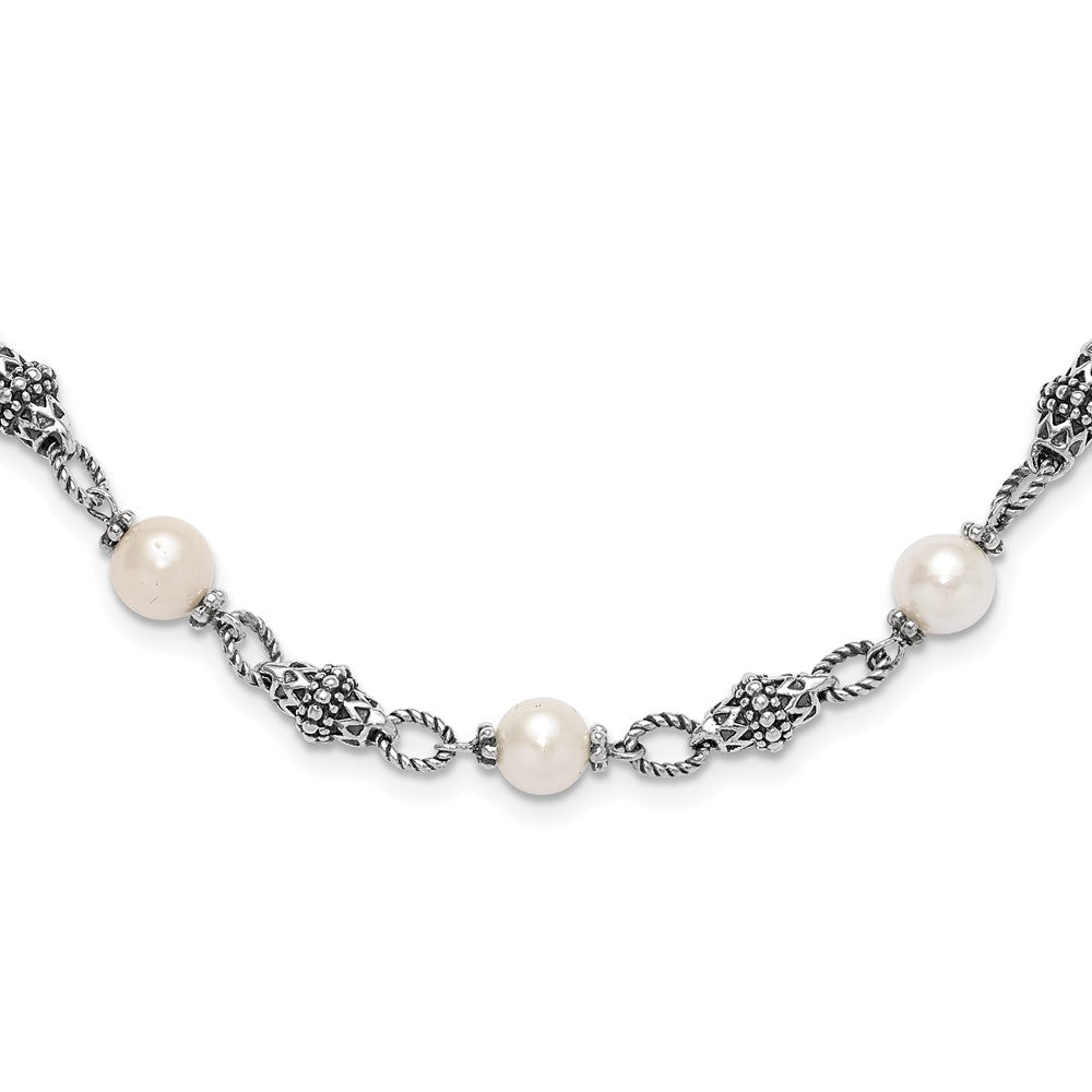 Shey Couture Sterling Silver 20 Inch Antiqued  8-8.5mm Freshwater Cultured Pearl Necklace QTC432