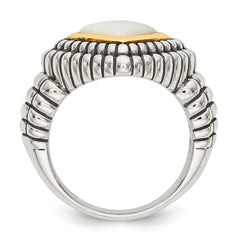 Shey Couture Sterling Silver with 14K Accent Antiqued Mother of Pearl Ring