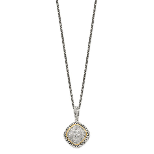 Shey Couture Sterling Silver with 14K Accent 18 Inch Antiqued Diamond Necklace QTC546
