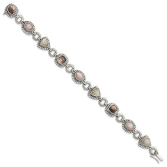 Shey Couture Sterling Silver 7.75 Inch Antiqued Pink/Black/White Mother of Pearl Bracelet QTC61