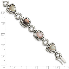 Shey Couture Sterling Silver 7.75 Inch Antiqued Pink/Black/White Mother of Pearl Bracelet QTC61