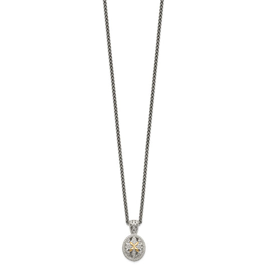Shey Couture Sterling Silver Antiqued with 14K Accent 18 Inch Diamond Necklace QTC644