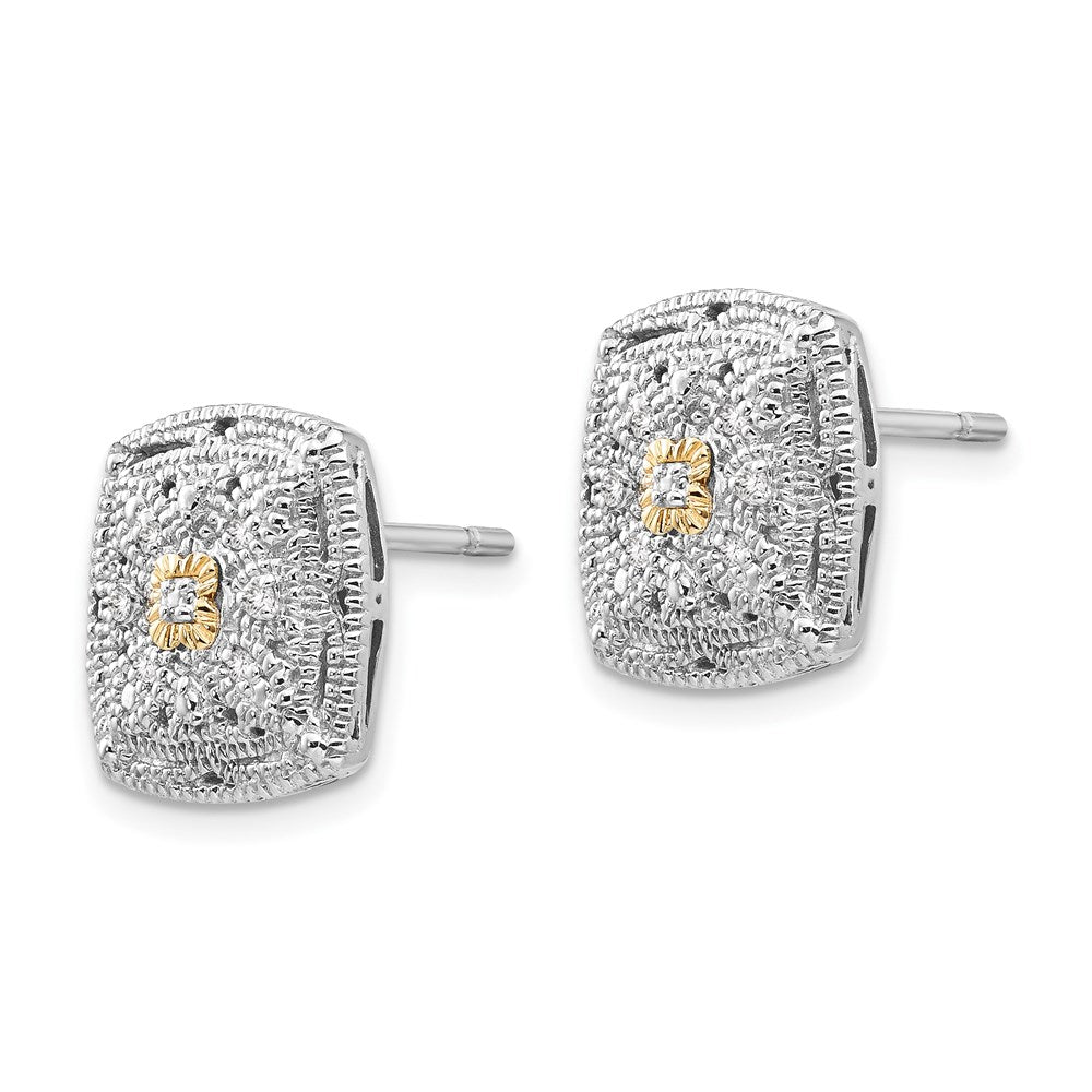 QTC650 Shey Couture Sterling Silver Rhodium-plated with 14K Accent Diamond Post Earrings