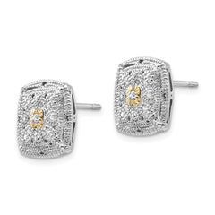 QTC650 Shey Couture Sterling Silver Rhodium-plated with 14K Accent Diamond Post Earrings