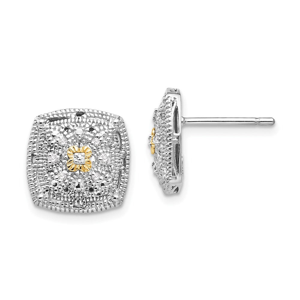 QTC650 Shey Couture Sterling Silver Rhodium-plated with 14K Accent Diamond Post Earrings