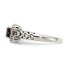 Shey Couture Sterling Silver with 14K Accent Antiqued Cushion Garnet Ring