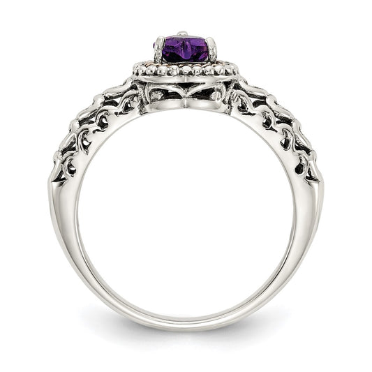 Shey Couture Sterling Silver with 14K Accent Antiqued Amethyst Heart Ring
