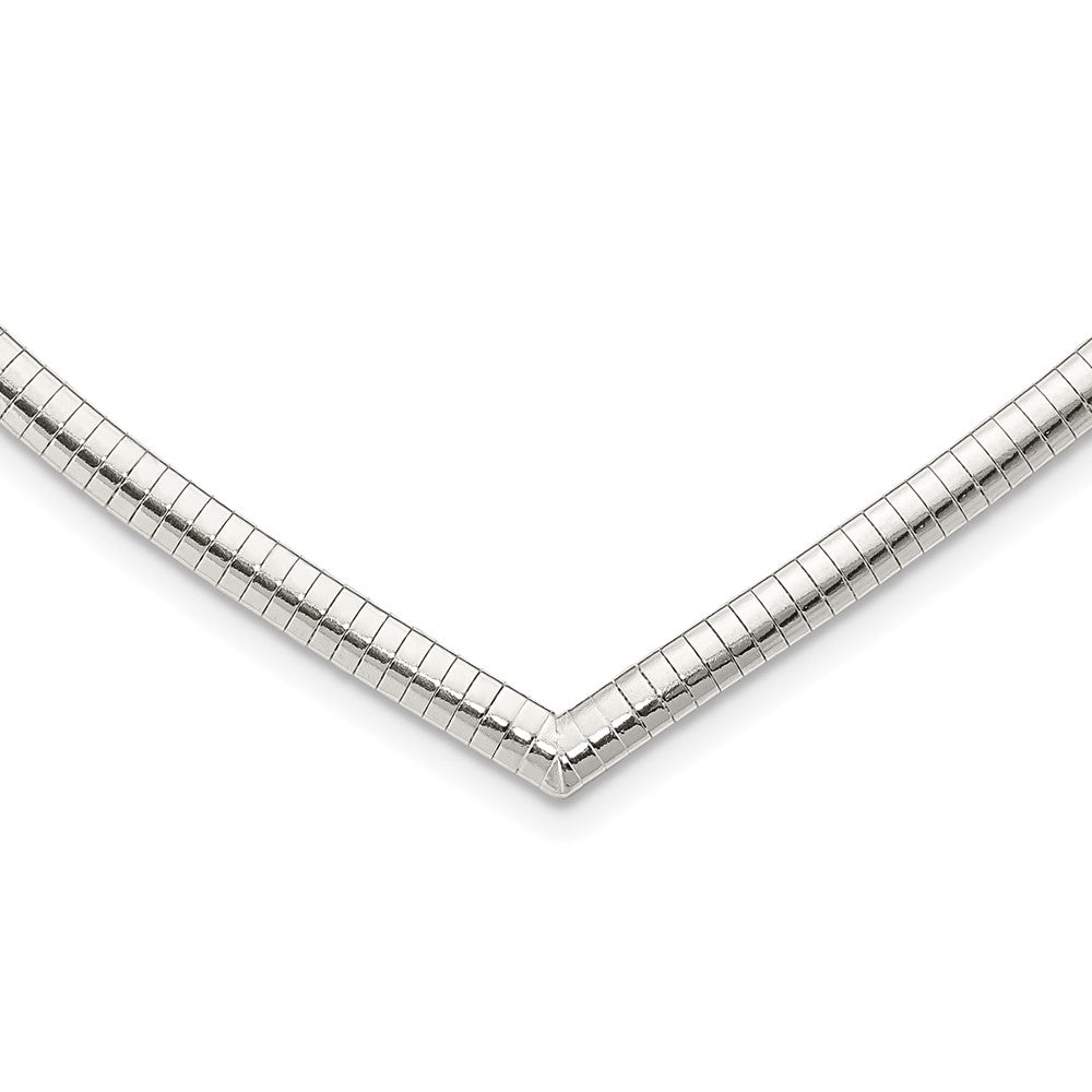 Sterling Silver 4mm Cubetto V-shaped Necklace QUF41-17