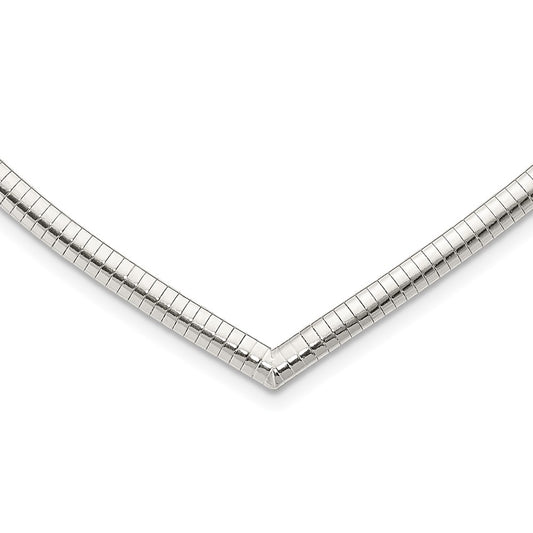 Sterling Silver 4mm Cubetto V-shaped Necklace QUF41-17
