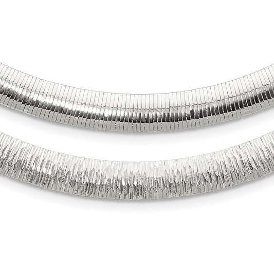 Sterling Silver 8mm Polished Cubetto/D/C Reversible Necklace QUF50-17