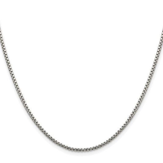 Sterling Silver Rhodium-plated 1.75mm Diamond-cut Round Box ChainQVX035R