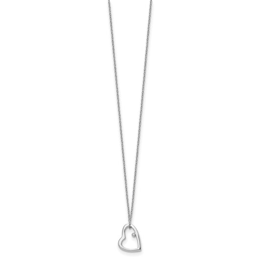 White Ice Sterling Silver Rhodium-plated 18 Inch Diamond Open Heart Necklace with 2 Inch Extender QW154-18