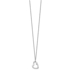 White Ice Sterling Silver Rhodium-plated 18 Inch Diamond Open Heart Necklace with 2 Inch Extender QW154-18