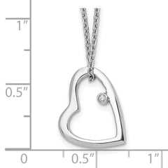 White Ice Sterling Silver Rhodium-plated 18 Inch Diamond Open Heart Necklace with 2 Inch Extender QW154-18