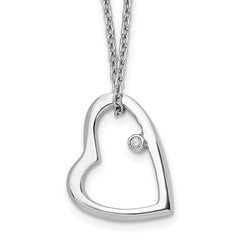 White Ice Sterling Silver Rhodium-plated 18 Inch Diamond Open Heart Necklace with 2 Inch Extender QW154-18