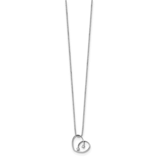 White Ice Sterling Silver Rhodium-plated 18 Inch Diamond Open Heart Necklace with 2 Inch Extender QW157-18