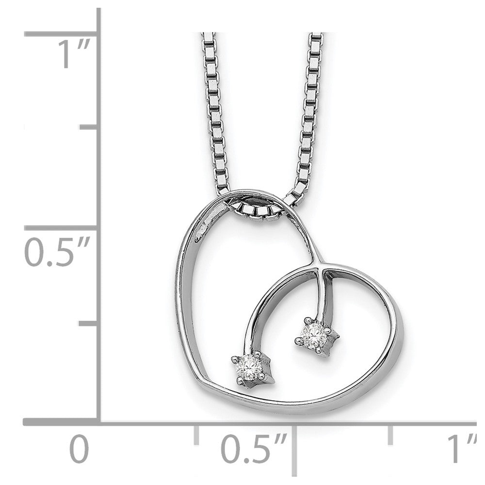 White Ice Sterling Silver Rhodium-plated 18 Inch Diamond Open Heart Necklace with 2 Inch Extender QW157-18