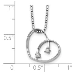 White Ice Sterling Silver Rhodium-plated 18 Inch Diamond Open Heart Necklace with 2 Inch Extender QW157-18