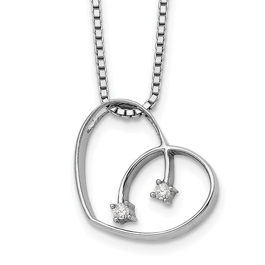 White Ice Sterling Silver Rhodium-plated 18 Inch Diamond Open Heart Necklace with 2 Inch Extender QW157-18