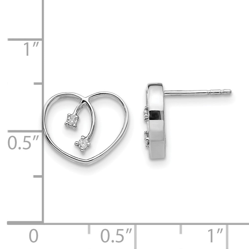 QW158 White Ice Sterling Silver Rhodium-plated Diamond Heart Post Earrings