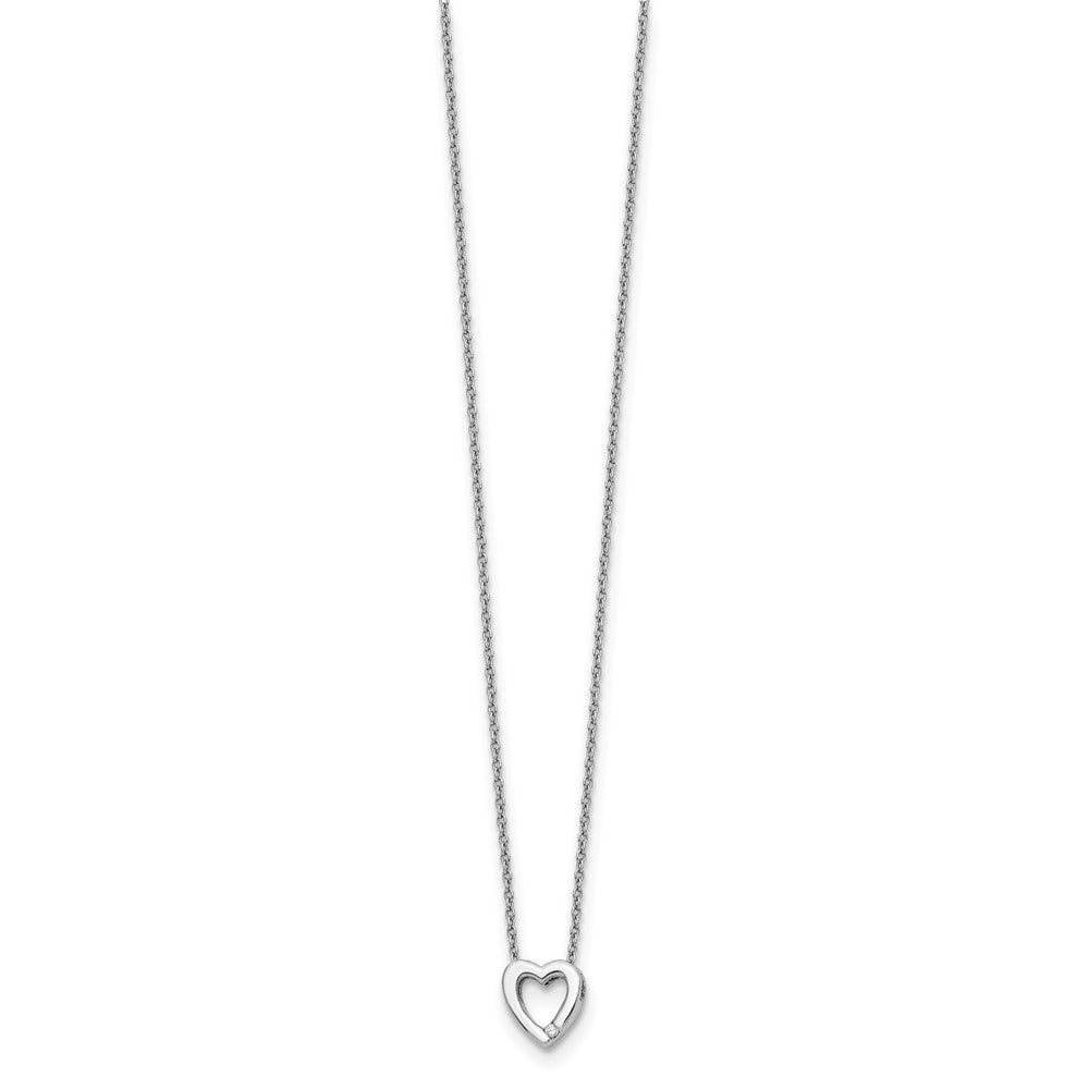 White Ice Sterling Silver Rhodium-plated Diamond 18 Inch Heart Necklace with 2 Inch Extender QW161-18