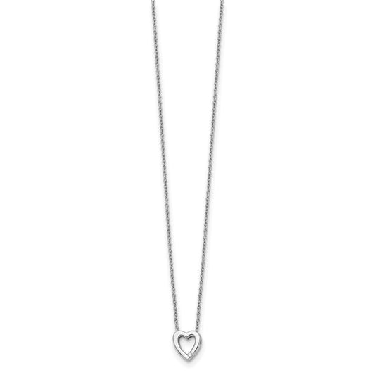 White Ice Sterling Silver Rhodium-plated Diamond 18 Inch Heart Necklace with 2 Inch Extender QW161-18