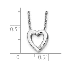 White Ice Sterling Silver Rhodium-plated Diamond 18 Inch Heart Necklace with 2 Inch Extender QW161-18