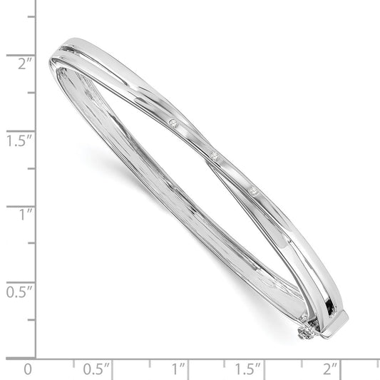 White Ice Sterling Silver Rhodium-plated Diamond Crossover  Bangle Bracelet QW166