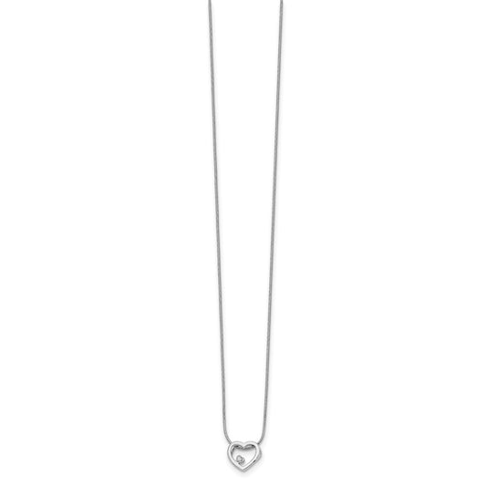 White Ice Sterling Silver Rhodium-plated 18 Inch Diamond Open Heart Necklace with 2 Inch Extender QW170-18