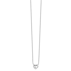 White Ice Sterling Silver Rhodium-plated 18 Inch Diamond Open Heart Necklace with 2 Inch Extender QW170-18
