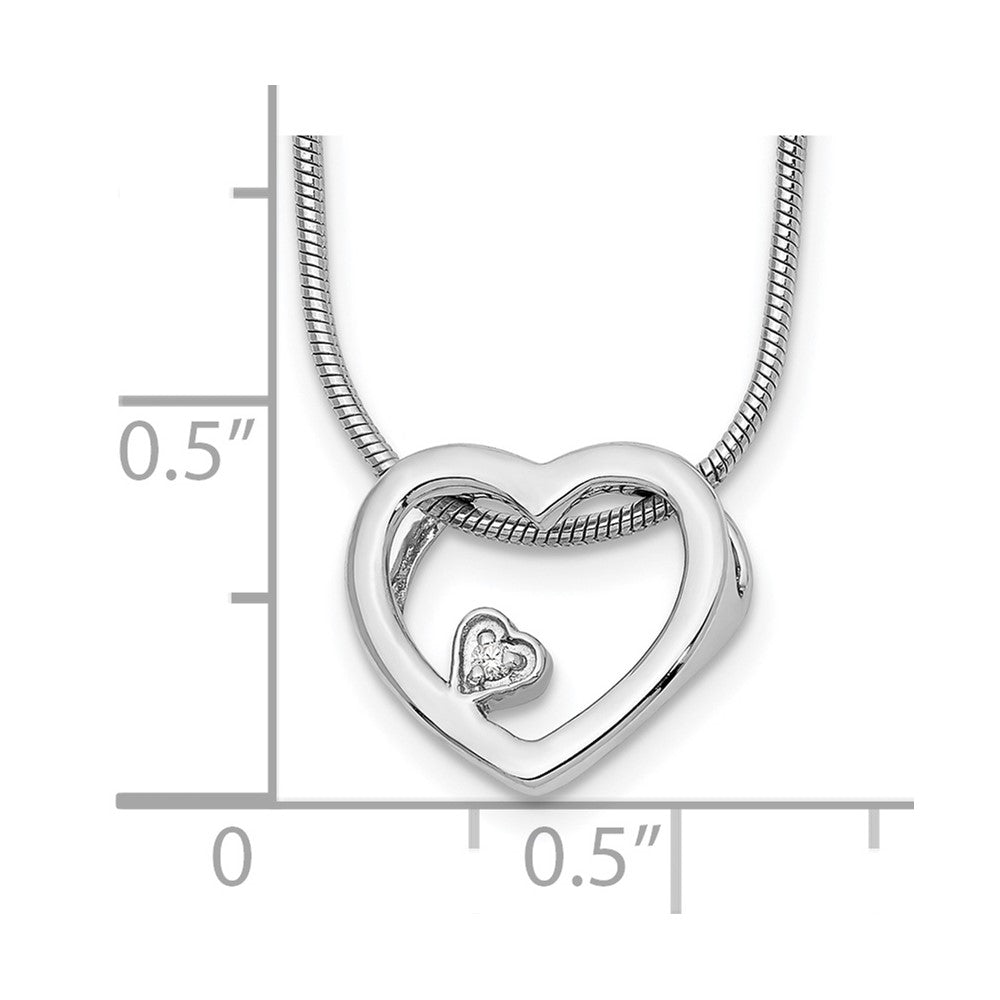 White Ice Sterling Silver Rhodium-plated 18 Inch Diamond Open Heart Necklace with 2 Inch Extender QW170-18