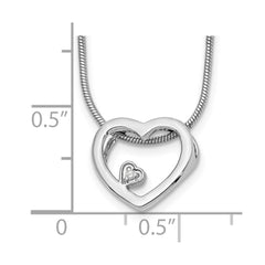 White Ice Sterling Silver Rhodium-plated 18 Inch Diamond Open Heart Necklace with 2 Inch Extender QW170-18