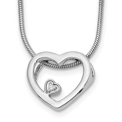 White Ice Sterling Silver Rhodium-plated 18 Inch Diamond Open Heart Necklace with 2 Inch Extender QW170-18