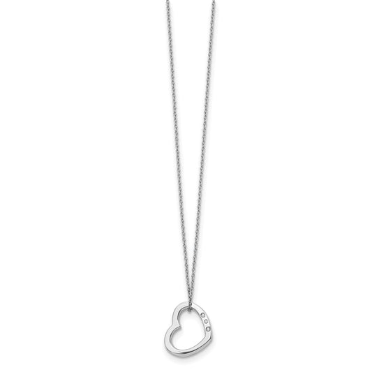 White Ice Sterling Silver Rhodium-plated 18 Inch Diamond Open Heart Necklace with 2 Inch Extender QW174-18