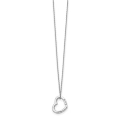 White Ice Sterling Silver Rhodium-plated 18 Inch Diamond Open Heart Necklace with 2 Inch Extender QW174-18