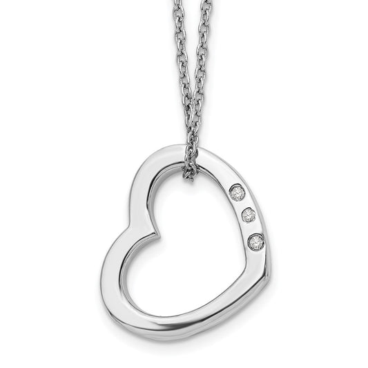 White Ice Sterling Silver Rhodium-plated 18 Inch Diamond Open Heart Necklace with 2 Inch Extender QW174-18