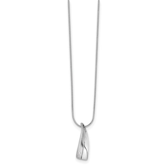 White Ice Sterling Silver Rhodium-plated Satin and Polished 18 Inch Diamond Necklace with 2 Inch Extender QW177-18