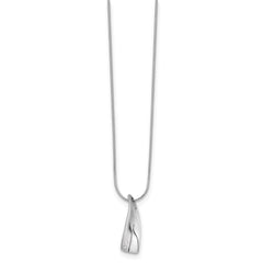 White Ice Sterling Silver Rhodium-plated Satin and Polished 18 Inch Diamond Necklace with 2 Inch Extender QW177-18