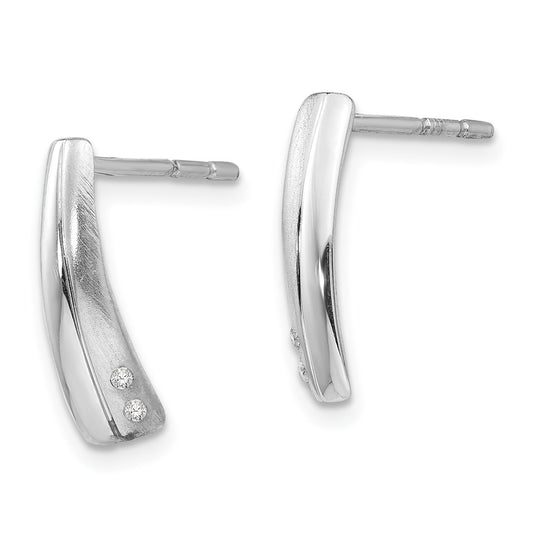 QW178 White Ice Sterling Silver Rhodium-plated Satin and Polished Diamond Post Drop Earrings