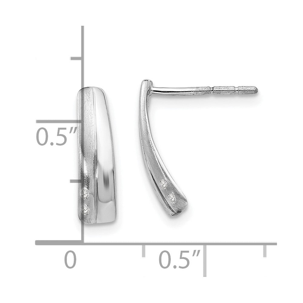 QW178 White Ice Sterling Silver Rhodium-plated Satin and Polished Diamond Post Drop Earrings