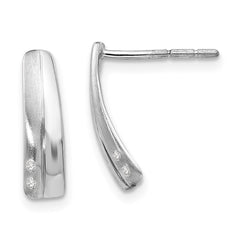 QW178 White Ice Sterling Silver Rhodium-plated Satin and Polished Diamond Post Drop Earrings