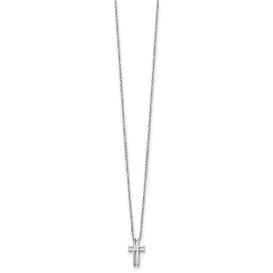 White Ice Sterling Silver Rhodium-plated 18 Inch Diamond Cross Necklace with 2 Inch Extender QW186-18