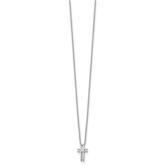 White Ice Sterling Silver Rhodium-plated 18 Inch Diamond Cross Necklace with 2 Inch Extender QW186-18
