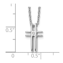 White Ice Sterling Silver Rhodium-plated 18 Inch Diamond Cross Necklace with 2 Inch Extender QW186-18